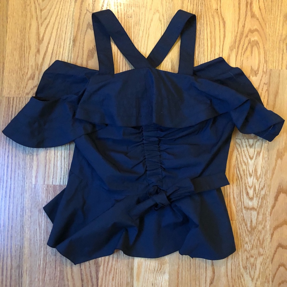 Derek Lam 10 Crosby Off-the-shoulder Halter Ruffled Top In Black Size 10 - Picture 6 of 10